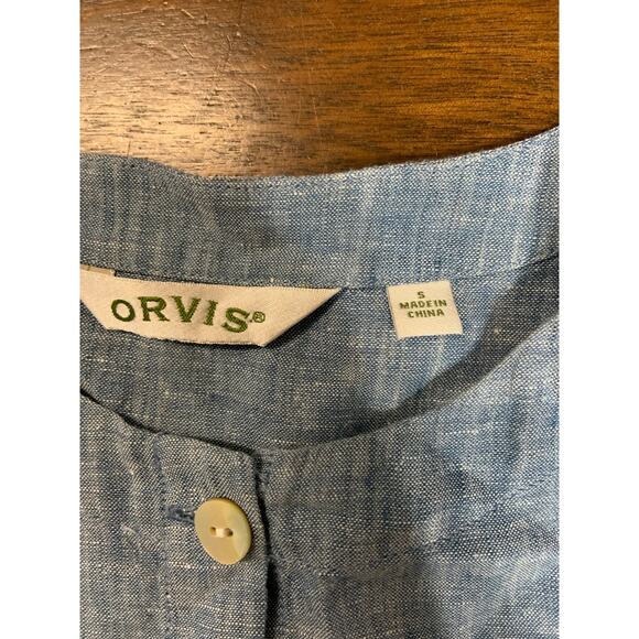 Orvis 100% Linen Lagenlook Cottage Core Women Small Top Boxy Oversized Light - Picture 2 of 8